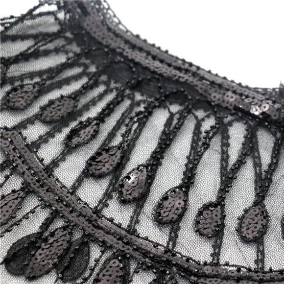 Women’s Shawl Wraps Sequin Beaded Shawls Cape Full Black 2 - Picture 2 of 5